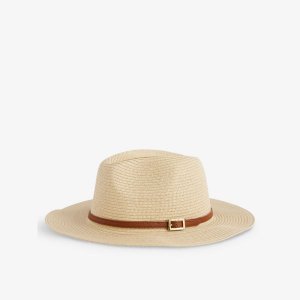 Шляпа-федора из бумаги с гравированной пряжкой , коричневый Melissa Odabash