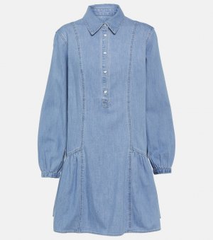 Джинсовое мини-платье chaia с пышными рукавами , синий Veronica Beard