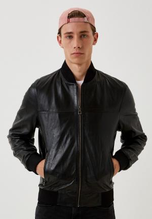 Куртка кожаная Basics & More. Цвет: черный