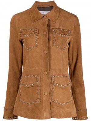 Замшевая куртка-рубашка с заклепками STAND STUDIO. Цвет: коричневый