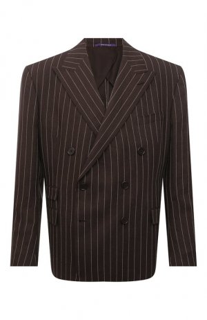 Пиджак изо льна и шерсти Ralph Lauren. Цвет: коричневый
