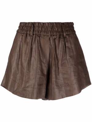 Elasticated-waist shorts Tela. Цвет: коричневый