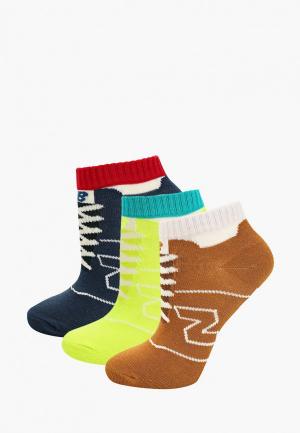 Носки 3 пары New Balance Sneaker No Show. Цвет: разноцветный