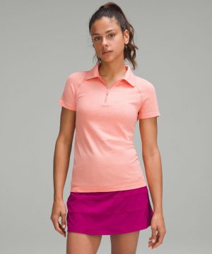 Рубашка-поло Swiftly Tech с короткими рукавами и молнией до половины , коралловый Lululemon