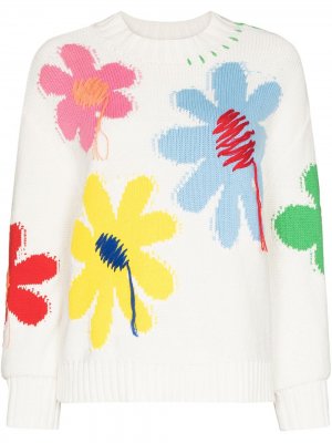 Holbox floral-intarsia jumper Mira Mikati. Цвет: белый
