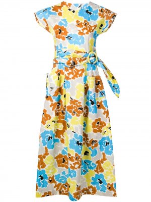 Платье миди с цветочным принтом Isa Arfen. Цвет: синий