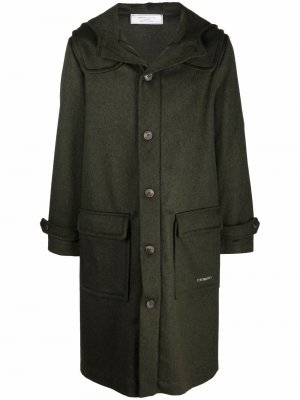 Однобортное пальто с капюшоном Société Anonyme. Цвет: зеленый
