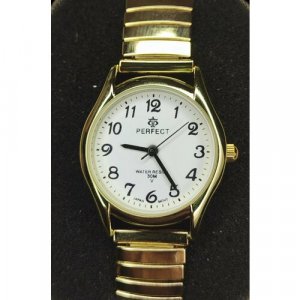 Наручные часы кварцевые женские PERFECT на браслете резинка золотистого цвета, золотой. Цвет: золотистый