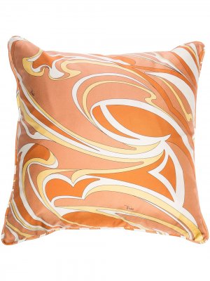 Шелковая подушка с принтом Nuages Emilio Pucci. Цвет: оранжевый