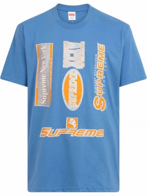 Футболка с логотипом Supreme. Цвет: синий