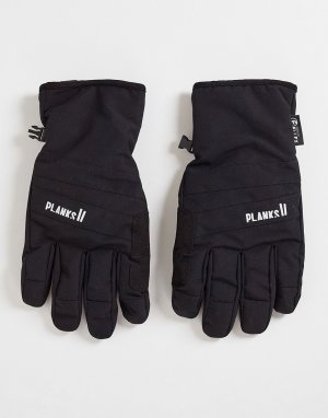 Утепленные горнолыжные перчатки черного цвета Peach Maker-Черный Planks