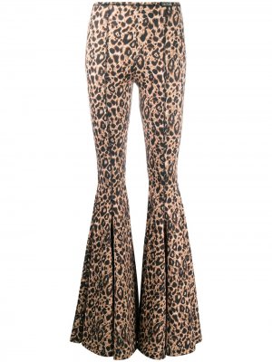 Расклешенные брюки с леопардовым принтом Versace Jeans Couture. Цвет: коричневый