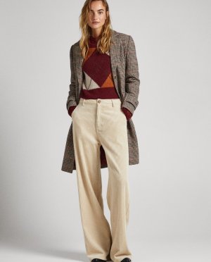 Женские брюки-клеш из вельвета в китайском стиле , кремовый Pepe Jeans. Цвет: бежевый