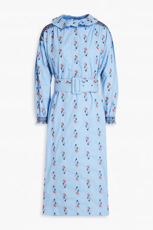 Платье-рубашка миди из органического хлопка и поплина с вышивкой , светло-синий Hofmann Copenhagen