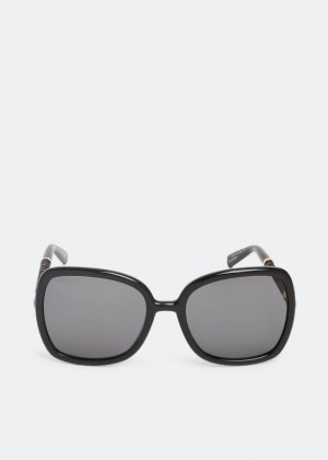 Солнечные очки TOD'S Leather temple sunglasses, черный Tod's