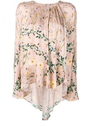 Блузка с лиственным принтом Ailanto. Цвет: розовый