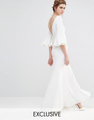 Свадебное платье макси с расклешенными рукавами Jarlo. Цвет: белый