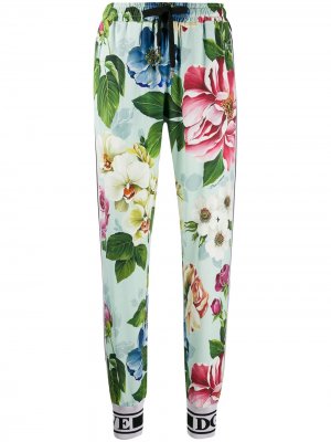 Спортивные брюки с цветочным принтом Dolce & Gabbana. Цвет: синий