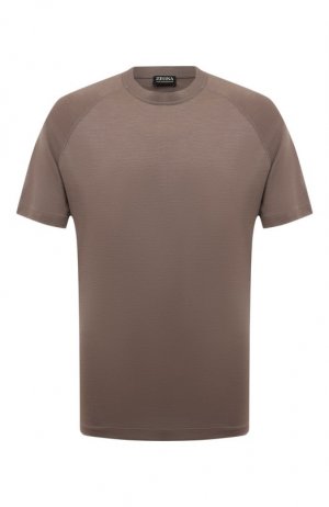 Шерстяная футболка Zegna. Цвет: бежевый
