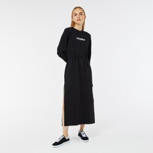 Платья и юбки Платье Regular Fit с длинными рукавами Lacoste. Цвет: чёрный