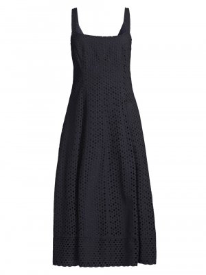 Платье миди трапециевидной формы с круглыми люверсами , нави Donna Karan New York