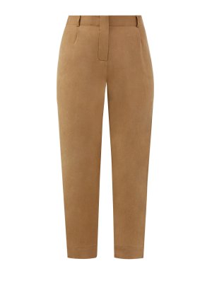 Укороченные брюки из льняной и шелковой ткани RE VERA. Цвет: коричневый
