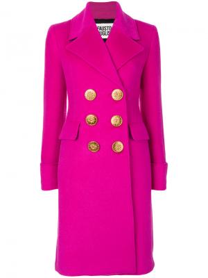Классическое двубортное пальто Fausto Puglisi. Цвет: розовый и фиолетовый