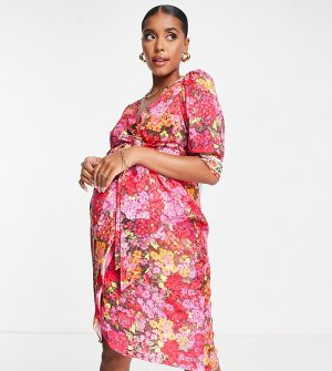 Розовое платье с запахом Vanessa-Розовый цвет Hope & Ivy Maternity