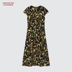 Платье длинное Comptoir de Cotonnier из шелка, черный Uniqlo