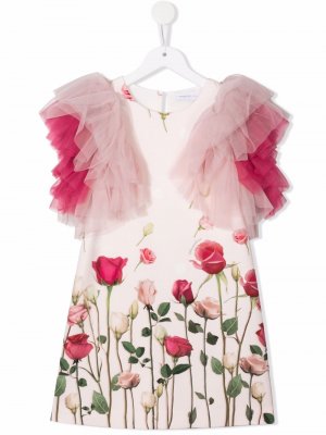 Платье с тюлем Monnalisa. Цвет: розовый