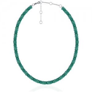 Зеленый серебряный ювелирный чокер (ожерелье, колье) из натурального зеленого коралла L'ATTRICE