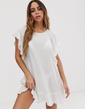 Белое пляжное платье-накидка -Белый Tavik