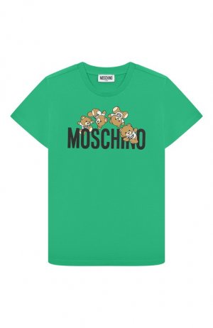 Хлопковая футболка Moschino. Цвет: зелёный
