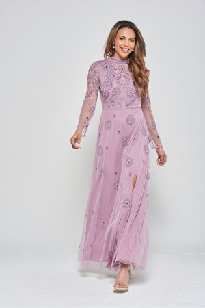 Фиолетовое платье макси с вышивкой , фиолетовый Frock and Frill