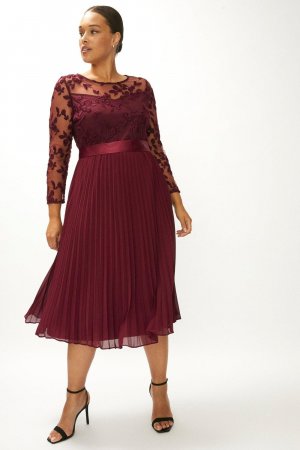 Платье миди с длинными рукавами и вышивкой больших размеров , фиолетовый Coast