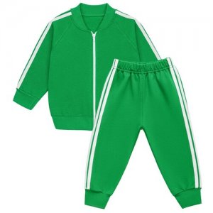 Комплект Спортмалыш брюки и кофта Цвет зеленый Размер 86 Футер двухнитка начес Три ползунка. Цвет: зеленый