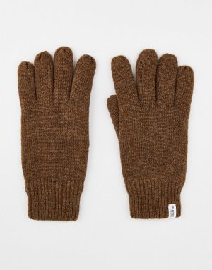 Коричневые перчатки из смесовой шерсти -Коричневый цвет Selected Homme