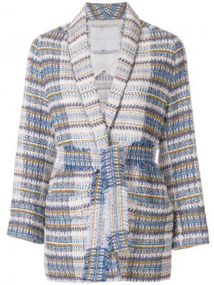 Твидовый пиджак с поясом Giada Benincasa. Цвет: разноцветный