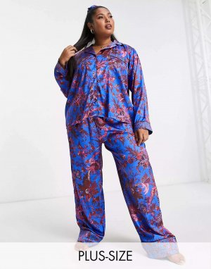 Атласная пижама и резинка для волос цвета кобальта синего Hope & Ivy Plus