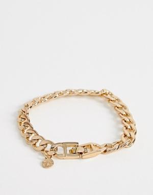 Золотистый массивный браслет-цепочка -Золотой Chained & Able