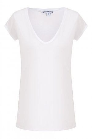 Белая футболка из хлопка с V-образным вырезом James Perse. Цвет: белый