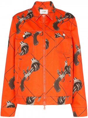 Куртка на молнии с принтом Kirin. Цвет: оранжевый