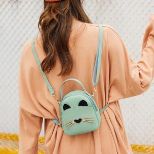 Женский минималистичный и модный дорожный рюкзак, милая студенческая сумка с котом, мини-рюкзак VIA ROMA