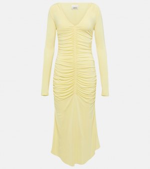Платье миди из джерси со сборками ISABEL MARANT, желтый Marant