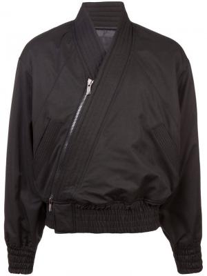 Куртка-бомбер с диагональной молнией D.Gnak. Цвет: черный