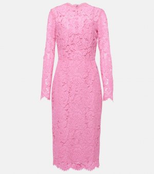 Платье миди из цветочного кружева , розовый Dolce&Gabbana