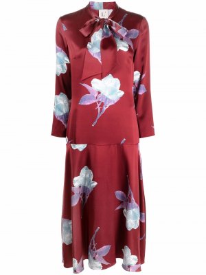 LAutre Chose шелковое платье с цветочным принтом L'Autre. Цвет: красный