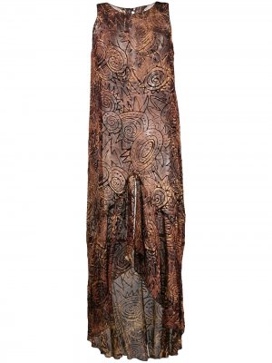 Прозрачное фактурное платье 1997-го года Romeo Gigli Pre-Owned. Цвет: коричневый