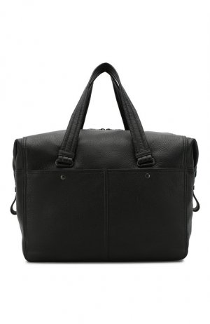 Кожаная дорожная сумка на молнии с плечевым ремнем Bottega Veneta. Цвет: чёрный