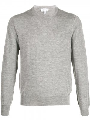 Пуловер с V-образным вырезом Brioni. Цвет: серый
